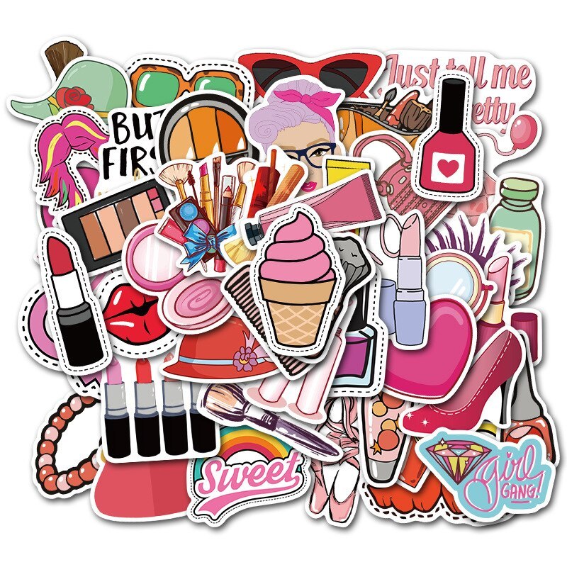 Doodle cosmetic suitcase stickers