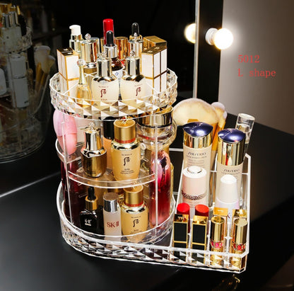 Transparent rotating cosmetic case